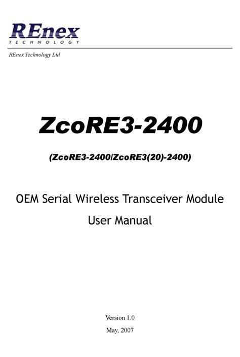 Renex Technology Zcore3 2400 Series Transceiver User Manual Manualslib