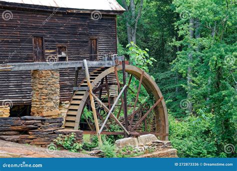 Grist Mill Waterwheel Closeup View Stock Photo Image Of Pioneer