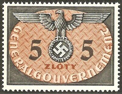 DR WWII Germany Rare WW2 Stamp Hitler Swastika Eagle GG Occupation