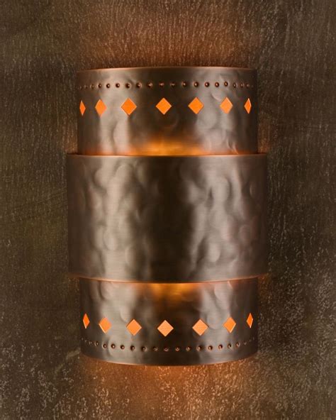 Hammered Medium Bronze Copper Wall Sconce Wall Sconces Copper Wall