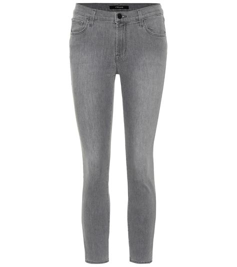 Lyst J Brand 835 Cropped Mid Rise Skinny Jeans In Gray