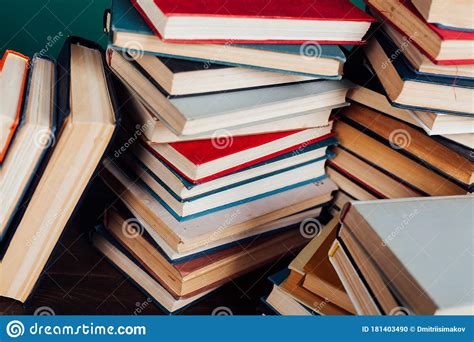 Many Stacks Of Educational Books For Exams At The University In The