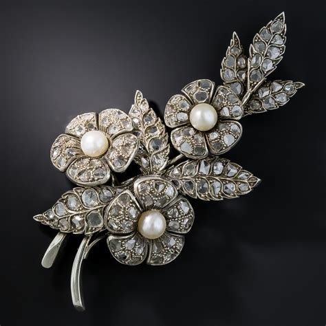 Antique Rose Cut Diamond Floral Brooch
