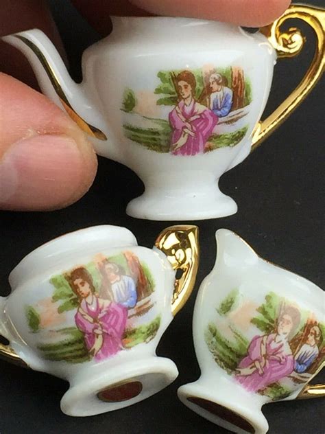 Vintage Limoge Style Porcelain Childs 10 Pc Tea Set In Box Made In