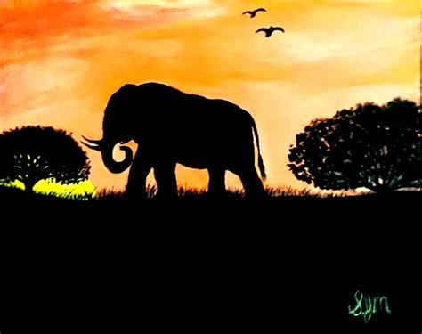 Silhouette From A Set Of Three Safari Elephant Silhouette Sunset