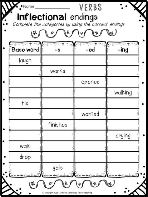 Inflectional Endings Ing Ed S Er Est Worksheets Anchor Charts And