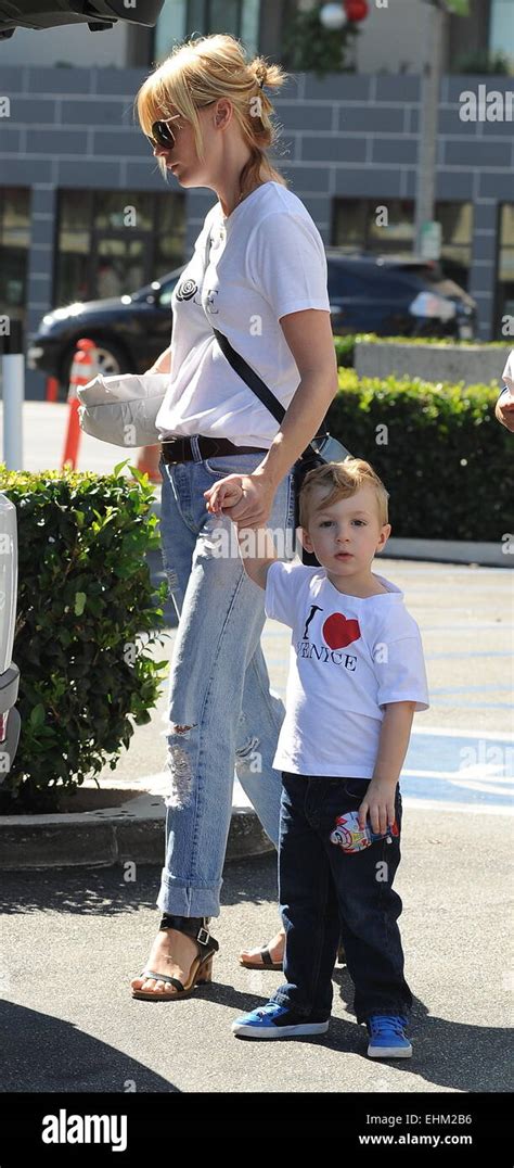 January Jones And Son Xander Out And About In Los Angeles Featuring