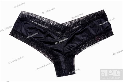 Underwear Woman Isolated Close Up Of Luxurious Elegant Black Lacy Thongs Panties Isolated On A