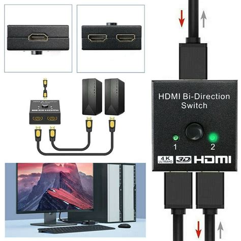 Hdmi Switch Switch Splitter Distributor 2 Port 1 In 2 Out 4k 3d Hd
