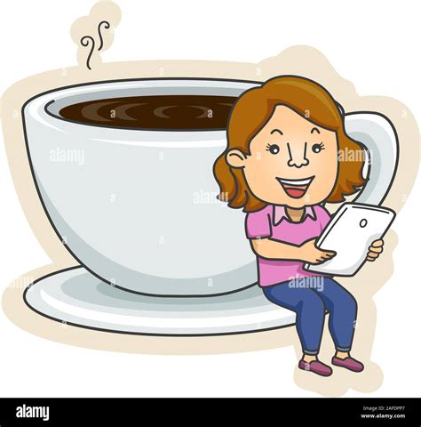 Woman Drinking Coffee Clipart