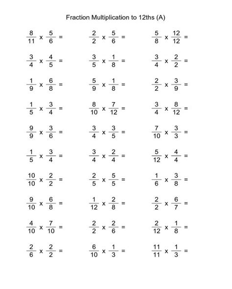Fraction Multiplications 6th Grade Math Worksheets K5 Math