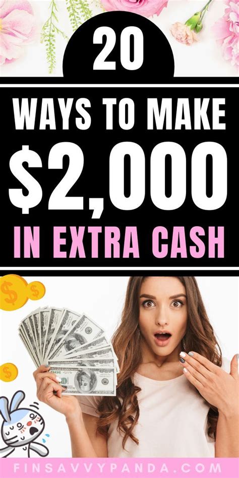 A Woman Holding Money With The Words 20 Ways To Make 2 000 In Extra Cash