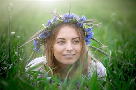 Romantic Portrait Of The Beautiful Girl With A Flower In Her Hair Stock Image Image Of