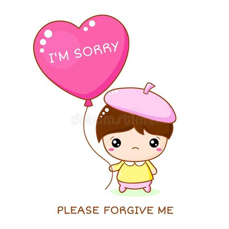 Apologize Card Sad Little Corgi Puppy With Pink Heart Stock Vector