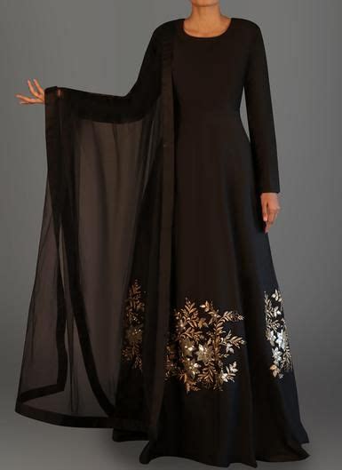 Black And Gold Embroidered Taffeta Silk Anarkali Fashion Trend Black