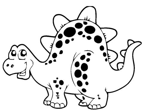 Children's storybook illustration or line art. Baby dinosaur coloring pages to download and print for free