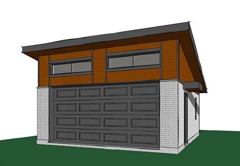 Single Slope Roof Garage Sayer Modern 2 Car Garage Plan 113d 6035
