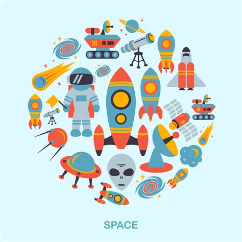 Space Icons Flat 437840 Vector Art At Vecteezy