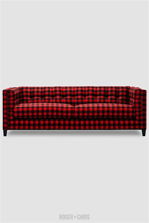 Modern settee made in the sheraton style featuring a bright striped plaid upholstery. Mid-Century Modern Tuxedo Sofas, Armchairs, Sectionals ...
