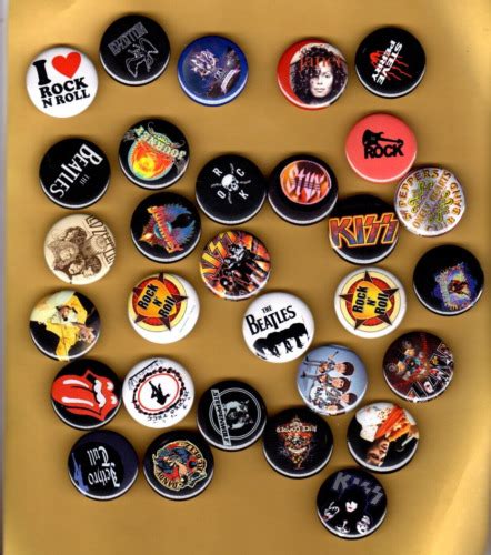 Rock And Roll Logo 100 Assorted 125” Button Set Lot Of 100 Pins