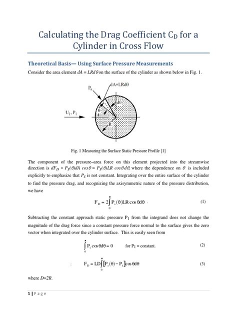 Drag Coefficient Calculation Pdf Integral Pressure