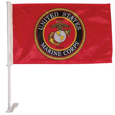 United States Marine Corps Emblem Double Sided 12 X 18 Inch Car Flag