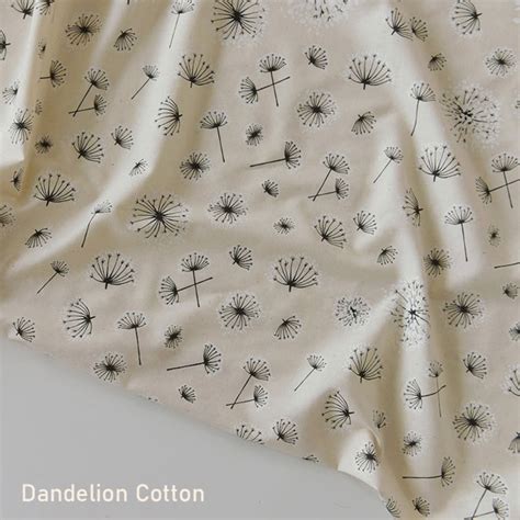 Dandelion Pattern Cotton Fabric Dandelion Flower Fabric By The Etsy