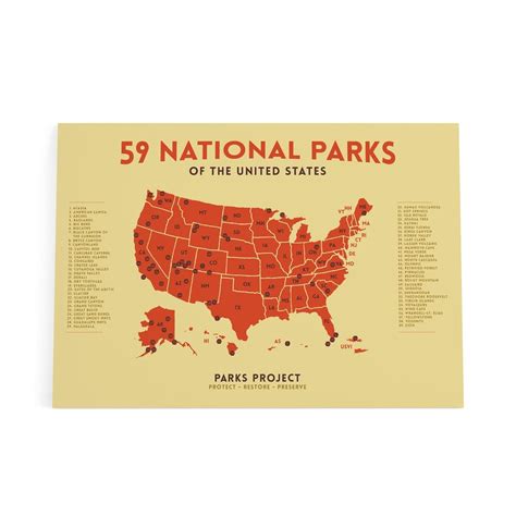 Parks Project Mid Century 59 National Parks Poster Map