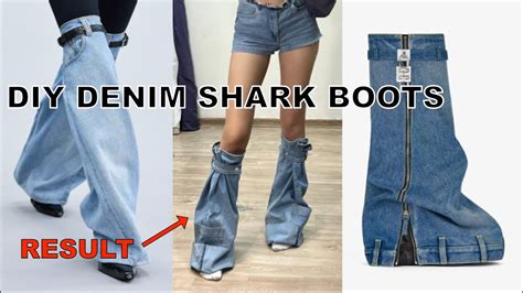 Diy Denim Shark Boots Easy Cheap Jean Boots Youtube