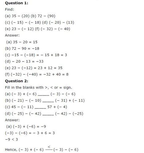 In this page we have practice worksheet for class 6 maths algebra. NCERT Solutions For Class 6 Maths Chapter 6 Integers ...