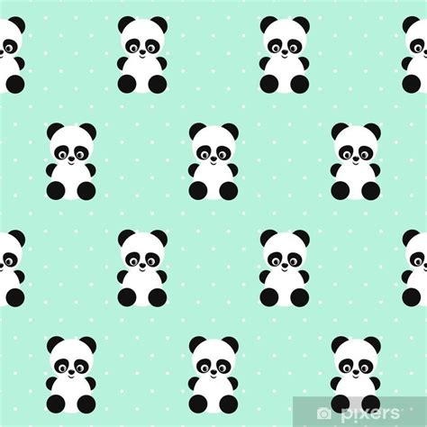 Papier Peint Panda Pattern Sur Des Points De Polka De Fond Vert