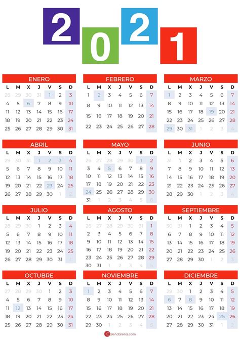 Calendarios 2021 Para Imprimir Chile Maxing