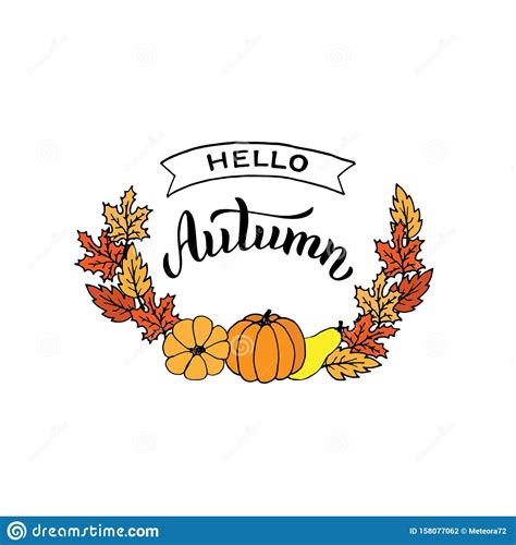 Hello Autumn Font Card Lettering Text Poster Trendy