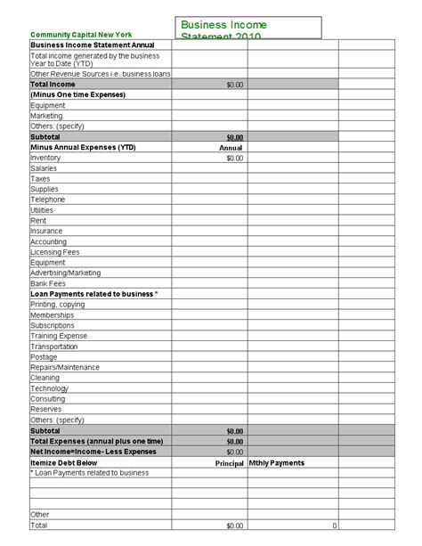 Business Income Statement Excel Templates At