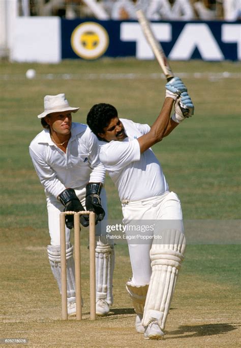 Kapil Dev Batting For India During The 1st Test Match Between India