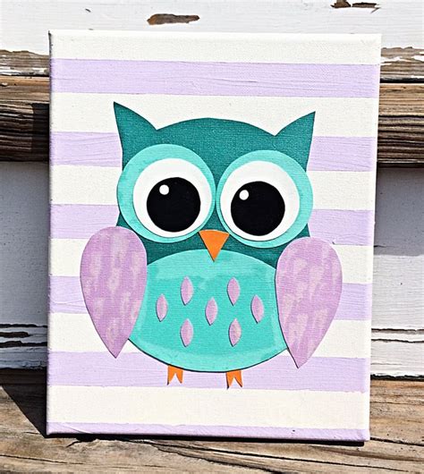 Handmade Mixed Media Owl Made With Scrapbook Paper With Purple And