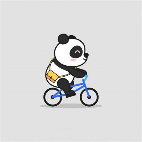 Premium Vector Cute Panda Riding Bike Cute Panda Cartoon Panda Art