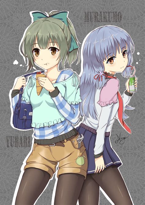 Safebooru 2girls T Alternate Costume Bag Blue Hair Bow Brown Eyes