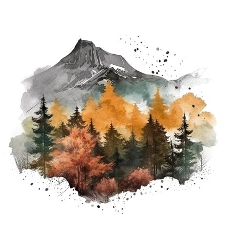 Watercolor Painting Of Mountains 22833339 Png