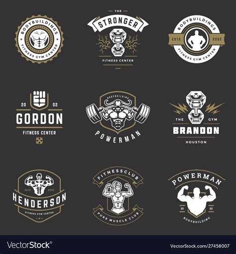 Fitness Center And Sport Gym Logos And Badges Vector Image