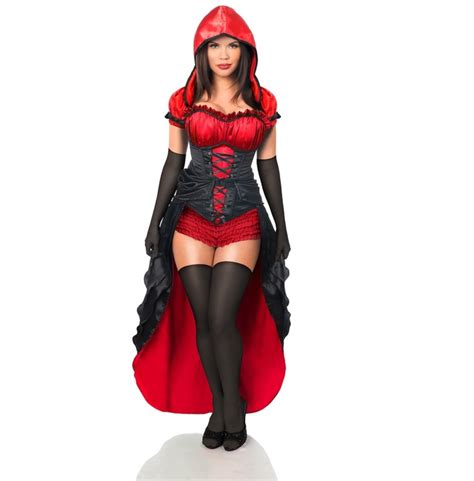 Top Drawer 5 Pc Red Hot Riding Hood Corset Costume Rebelsmarket