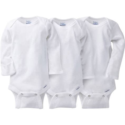 Onesies Brand Gerber Newborn Baby Unisex White Long Sleeve Bodysuit