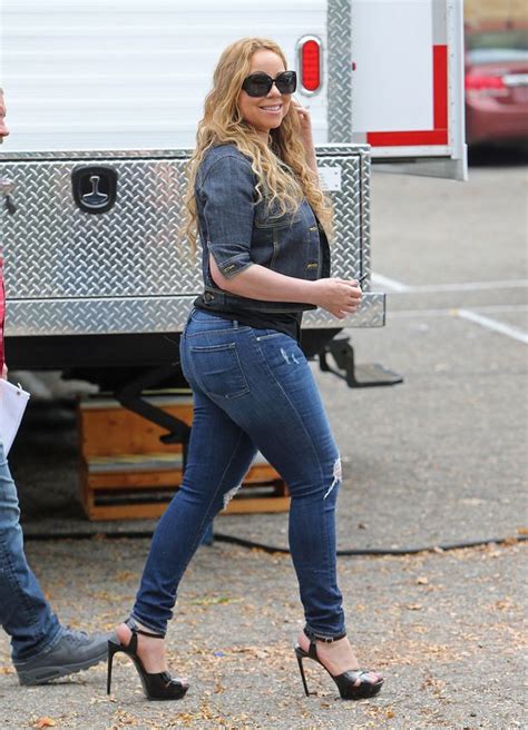 Mariah Carey Squeezes Her Curves Into Double Denim On Set Of New Movie