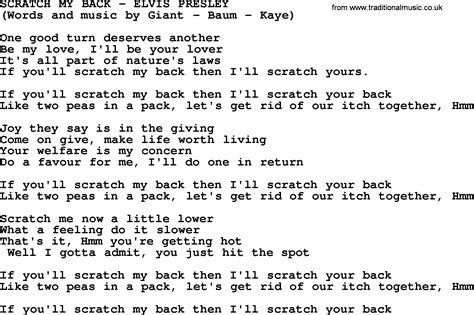 Scratch My Back By Elvis Presley Lyrics