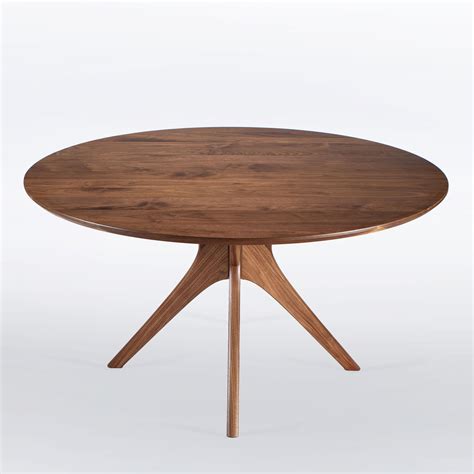 Custom Made Round Walnut Table Mid Century Modern Dining Table Solid