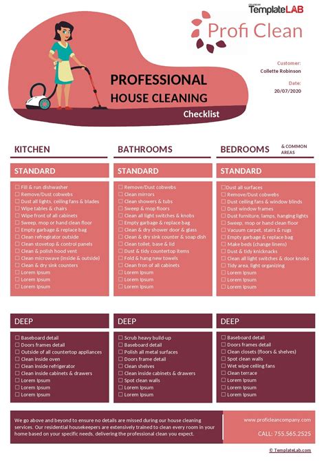 Free Printable Professional House Cleaning Checklist Printable Form Templates And Letter