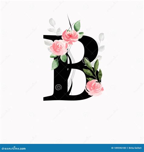 Letra B De Monograma Floral Adornada Con Rosas Rosas Rosas Rosas Y