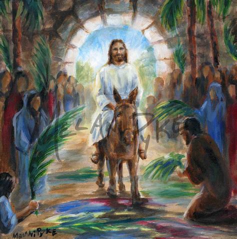 Triumphale Eintrag Kunstdruck Von Jesus Reiten Auf Esel In Etsy