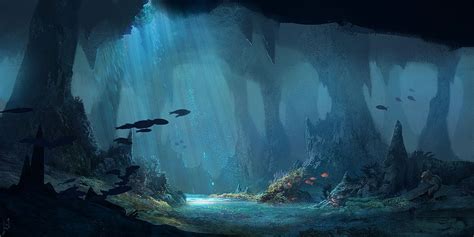 Landscapingbackground Underwater Caves Underwater Background