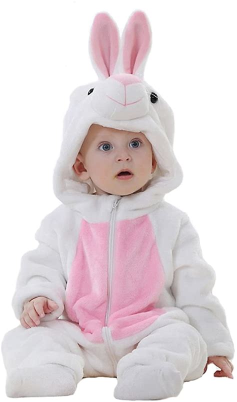 Soft Toddlers White Rabbit Pajamas Unisex Baby Cosplay Onesie Costume